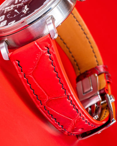 Bespoke Watch Strap in Ferrari Red Crocodile