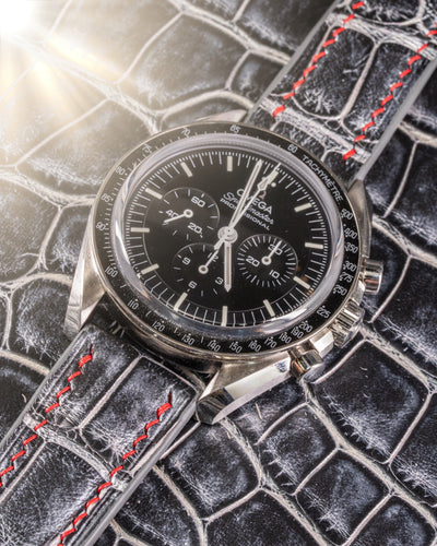 Bespoke Watch Strap in Black Silver Alligator