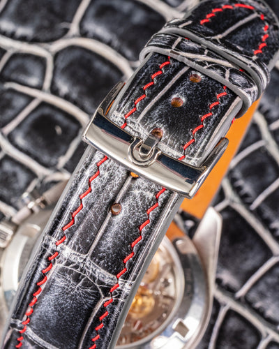 Bespoke Watch Strap in Black Silver Alligator