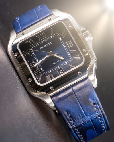 Bespoke Watch Strap in Tie Dye Blue Crocodile
