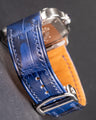 Bespoke Watch Strap in Tie Dye Blue Crocodile