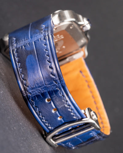 Bespoke Watch Strap in Tie Dye Blue Crocodile