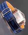 Bespoke Watch Strap in Tie Dye Blue Crocodile