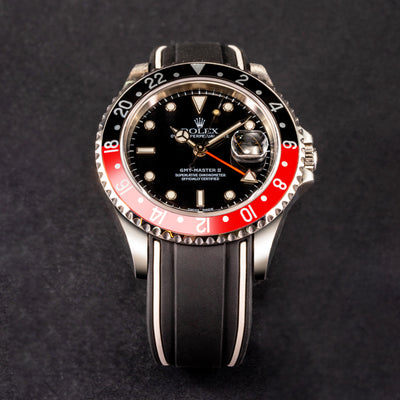 Solitaire Rubber straps in Zebra Black for Rolex GMT-Master Coke