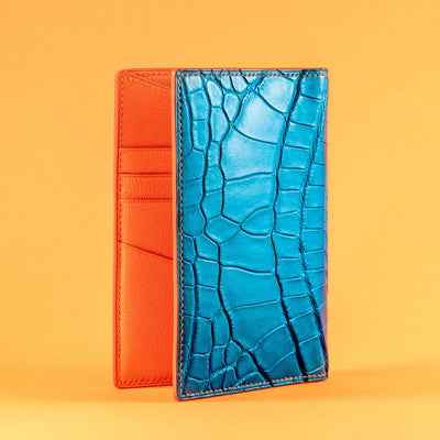 Bespoke Bifold Wallet in Miami Blue Crocodile