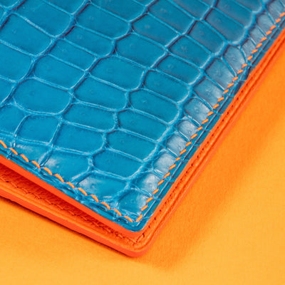 Bespoke Bifold Wallet in Miami Blue Crocodile