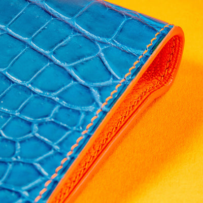 Bespoke Bifold Wallet in Miami Blue Crocodile