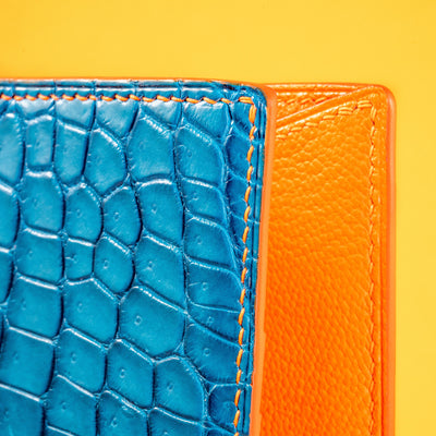 Bespoke Bifold Wallet in Miami Blue Crocodile