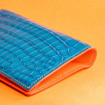 Bespoke Bifold Wallet in Miami Blue Crocodile