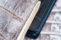 Bespoke Bifold Wallets in Natural Himalayan Crocodile & Graphite Grey Alligator