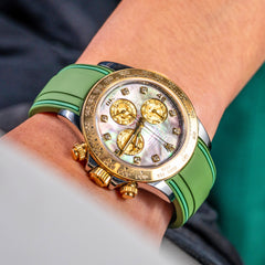 Solitaire Rubber straps in Deep Emerald Green for Rolex Daytona