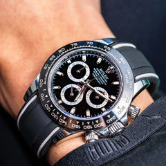 Solitaire Rubber straps in Zebra Black for Rolex Daytona Godzilla