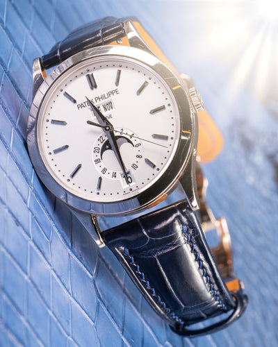 Bespoke Watch Strap in Navy Blue Crocodile