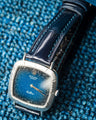 Bespoke Watch Strap in Peacock Blue Crocodile