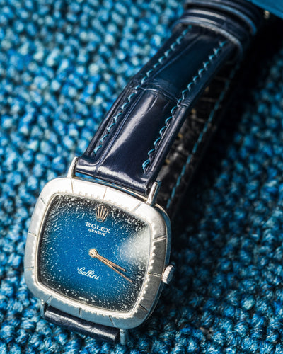 Bespoke Watch Strap in Peacock Blue Crocodile