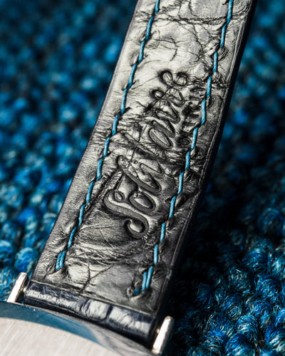 Bespoke Watch Strap in Peacock Blue Crocodile