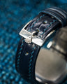Bespoke Watch Strap in Peacock Blue Crocodile