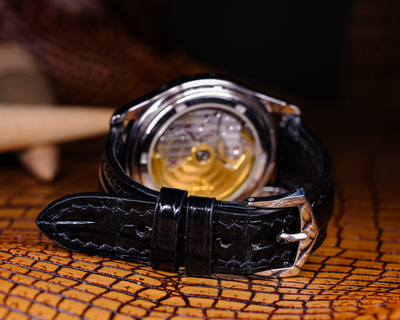 Bespoke Watch Strap in Jet Black Crocodile