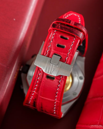 Bespoke Watch Strap in Red Himalayan Crocodile