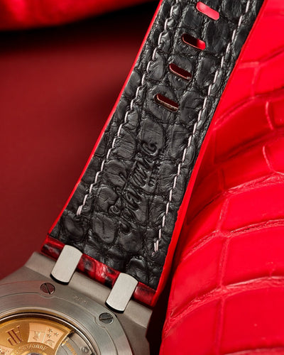 Bespoke Watch Strap in Red Himalayan Crocodile