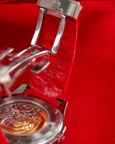 Bespoke Watch Strap in Ferrari Red Crocodile