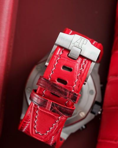 Bespoke Watch Strap in Red Himalayan Crocodile