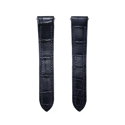 Navy Blue Crocodile Santos De Cartier Straps