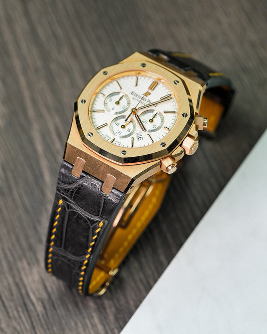 Bespoke Watch Strap in Charcoal Grey Alligator