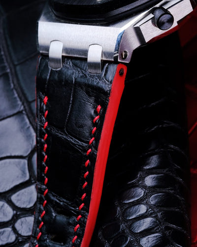 Bespoke Watch Strap in Black Crocodile