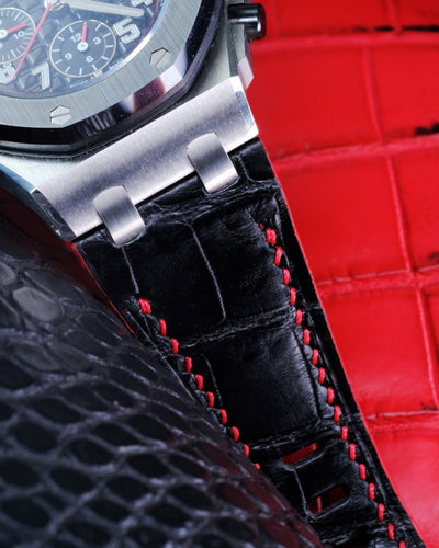 Bespoke Watch Strap in Black Crocodile