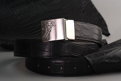 Bespoke Reversible Belt in Black Crocodile & Chestnut Brown Epsom