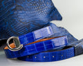 Bespoke Reversible Belt in Blue Crocodile & Chestnut Brown Epsom