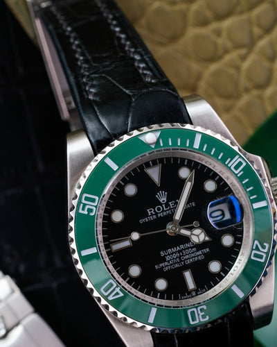 Bespoke Watch Strap in Black Crocodile