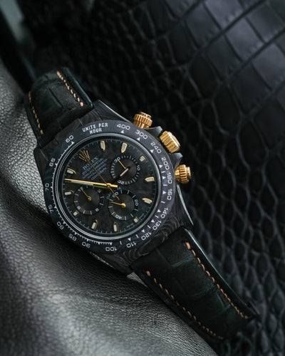 Bespoke Watch Strap in Black Nubuck Alligator