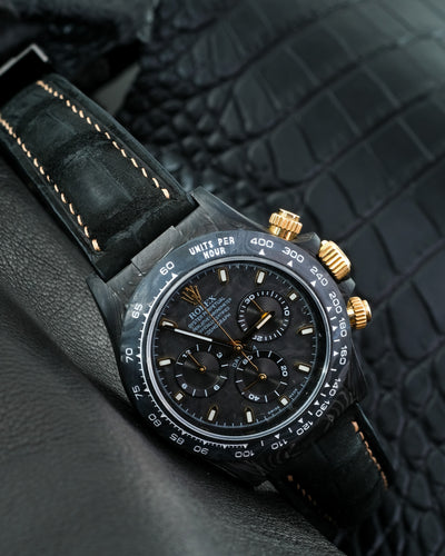 Bespoke Watch Strap in Black Nubuck Alligator