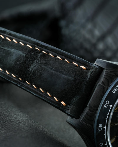 Bespoke Watch Strap in Black Nubuck Alligator