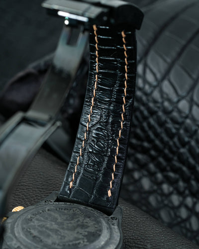 Bespoke Watch Strap in Black Nubuck Alligator