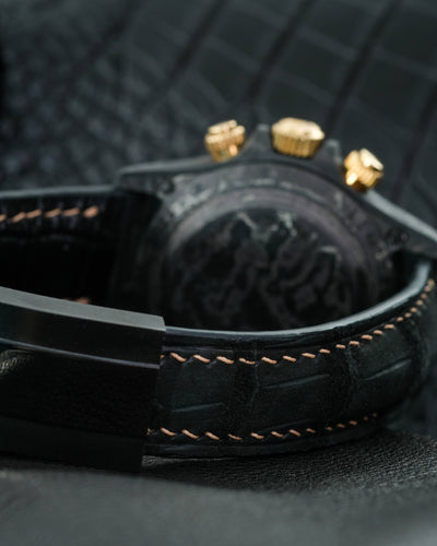 Bespoke Watch Strap in Black Nubuck Alligator