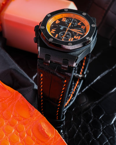 Bespoke Watch Strap in Black Crocodile