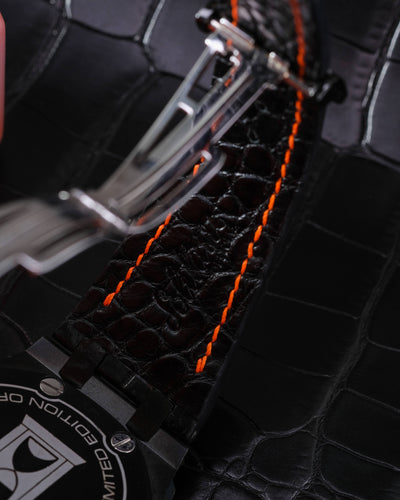 Bespoke Watch Strap in Black Crocodile
