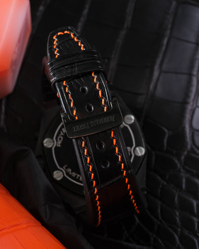 Bespoke Watch Strap in Black Crocodile