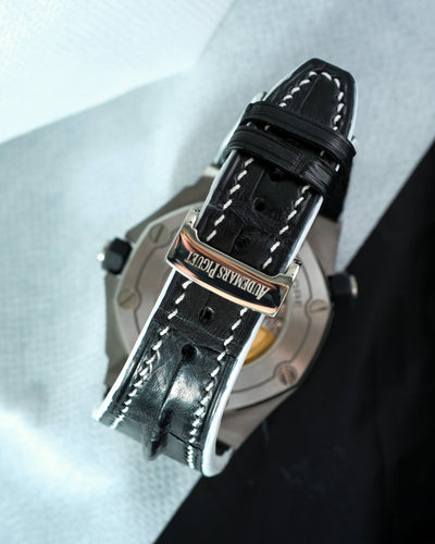 Bespoke Watch Strap in Black Crocodile