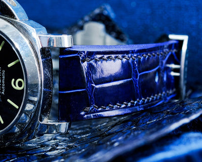 Bespoke Watch Strap in Electric Blue Crocodile