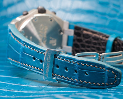 Bespoke Watch Strap in Miami Blue Crocodile