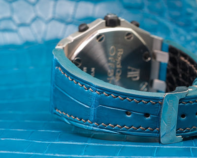 Bespoke Watch Strap in Miami Blue Crocodile