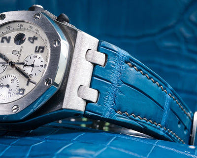 Bespoke Watch Strap in Miami Blue Crocodile