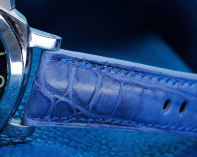 Bespoke Watch Strap in Baby Blue Himalayan Crocodile