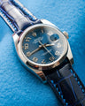 Bespoke Watch Strap in Electric Blue Crocodile