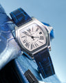 Bespoke Watch Strap in Tie Dye Blue Crocodile