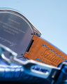 Bespoke Watch Strap in Tie Dye Blue Crocodile